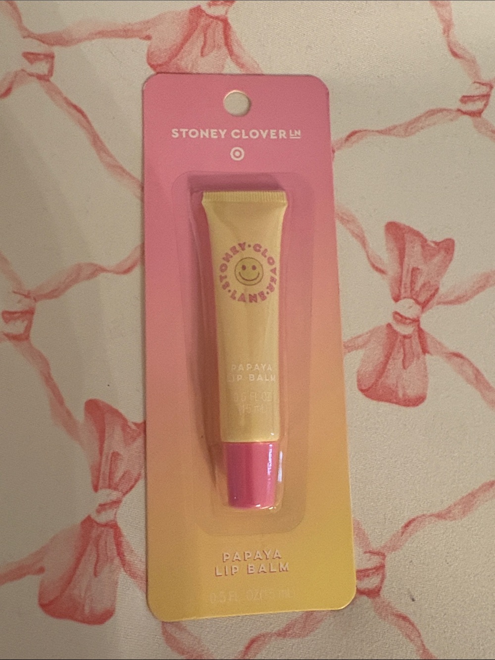 Stoney Clover Lane Papaya Lip Balm - Yellow Tube with Pink Cap